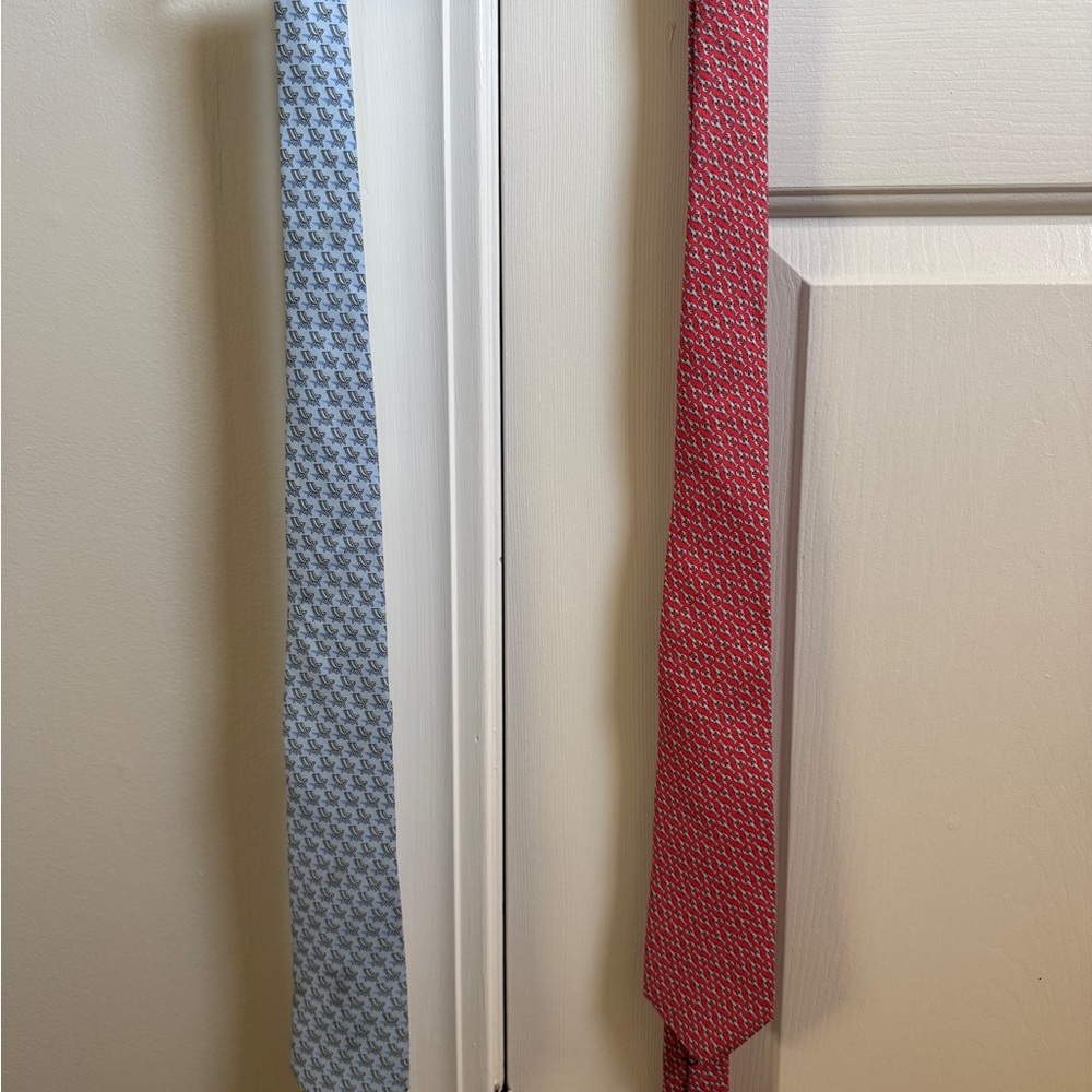 Vineyard Vines Red and Light Blue Ties, bundle of two.